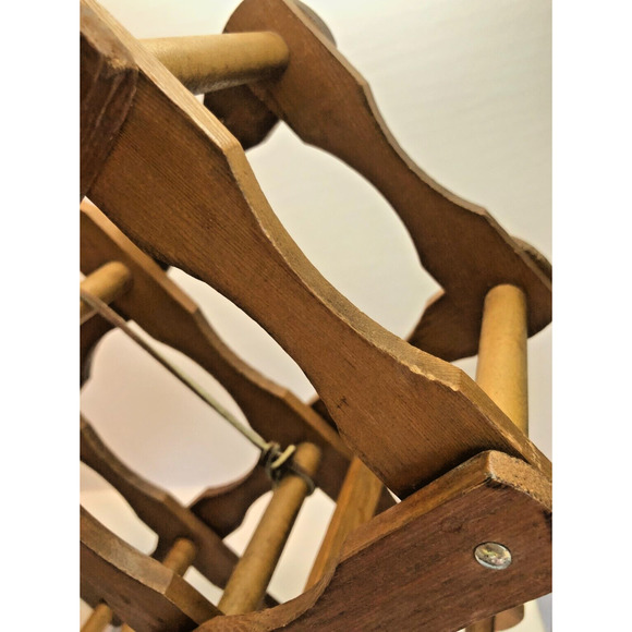 Vintage Wine Rack Accordion Wood Wall Rack Cottage Core Modern Farmhouse MCM - Picture 3 of 4